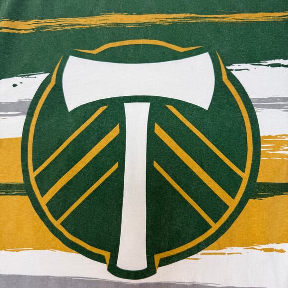 Portland Timbers Youth XL MLS Tee Green Gold Striped Soccer Fan Shirt - Picture 5 of 7